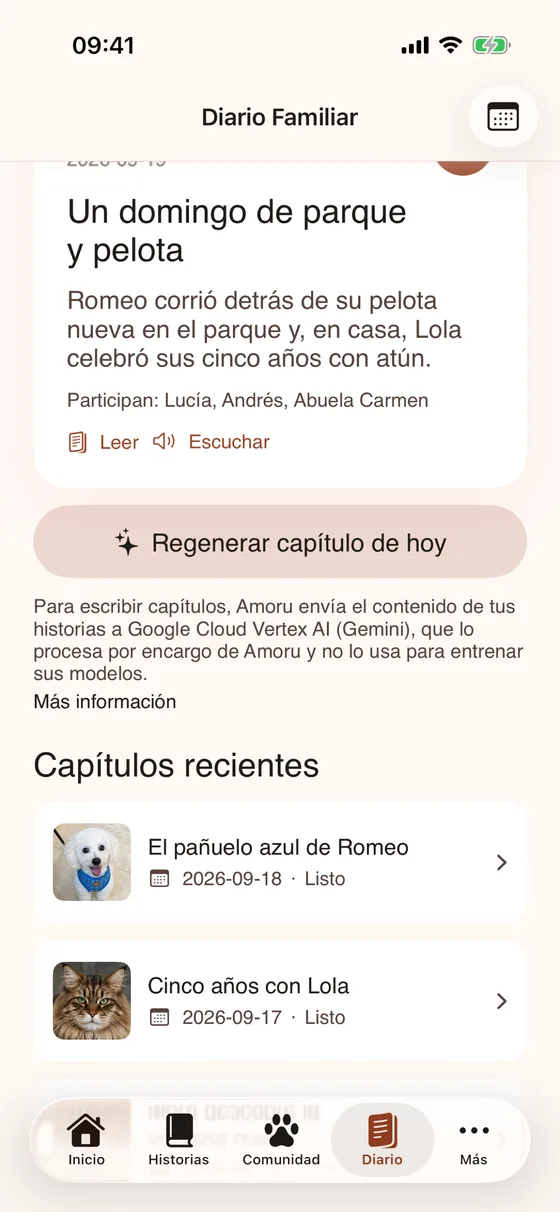 Amoru: diario con los capítulos del día